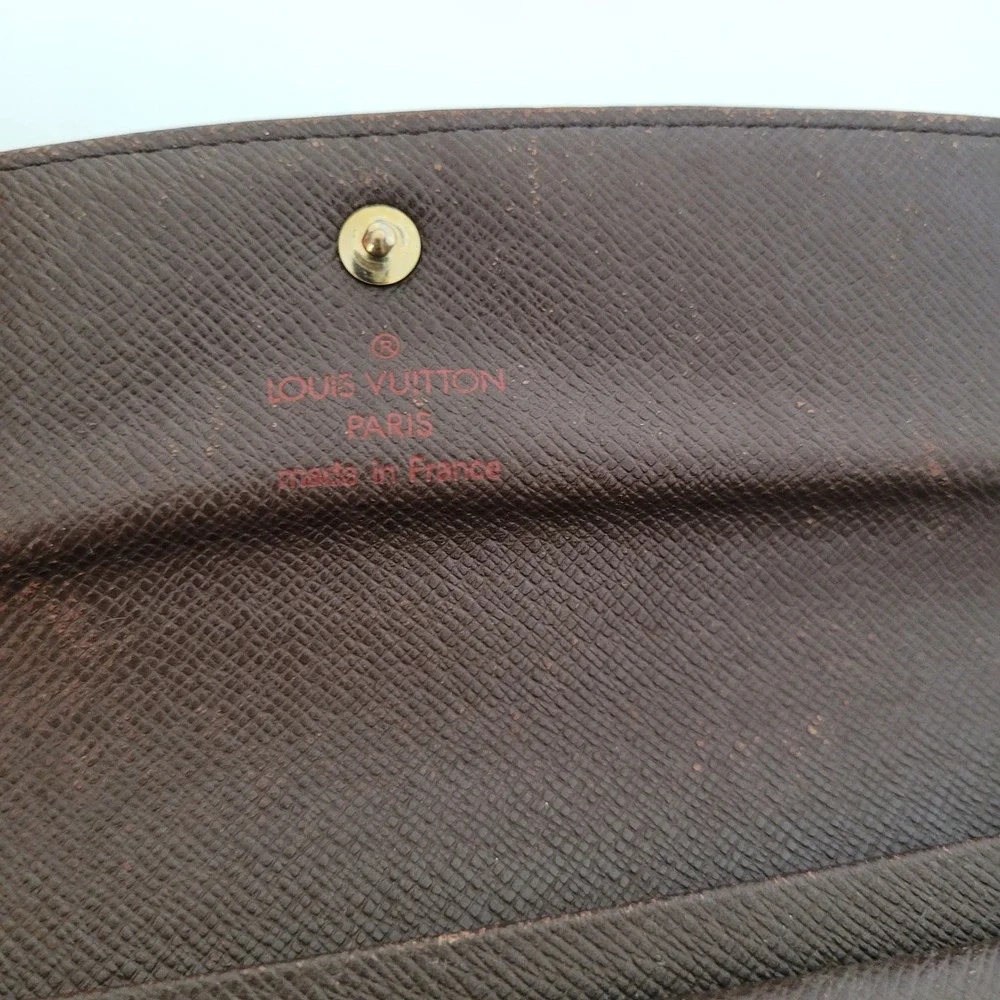 Louis Vuitton Damier Ebene Trifold Wallet Brown Checkered SP0073 France Fair
